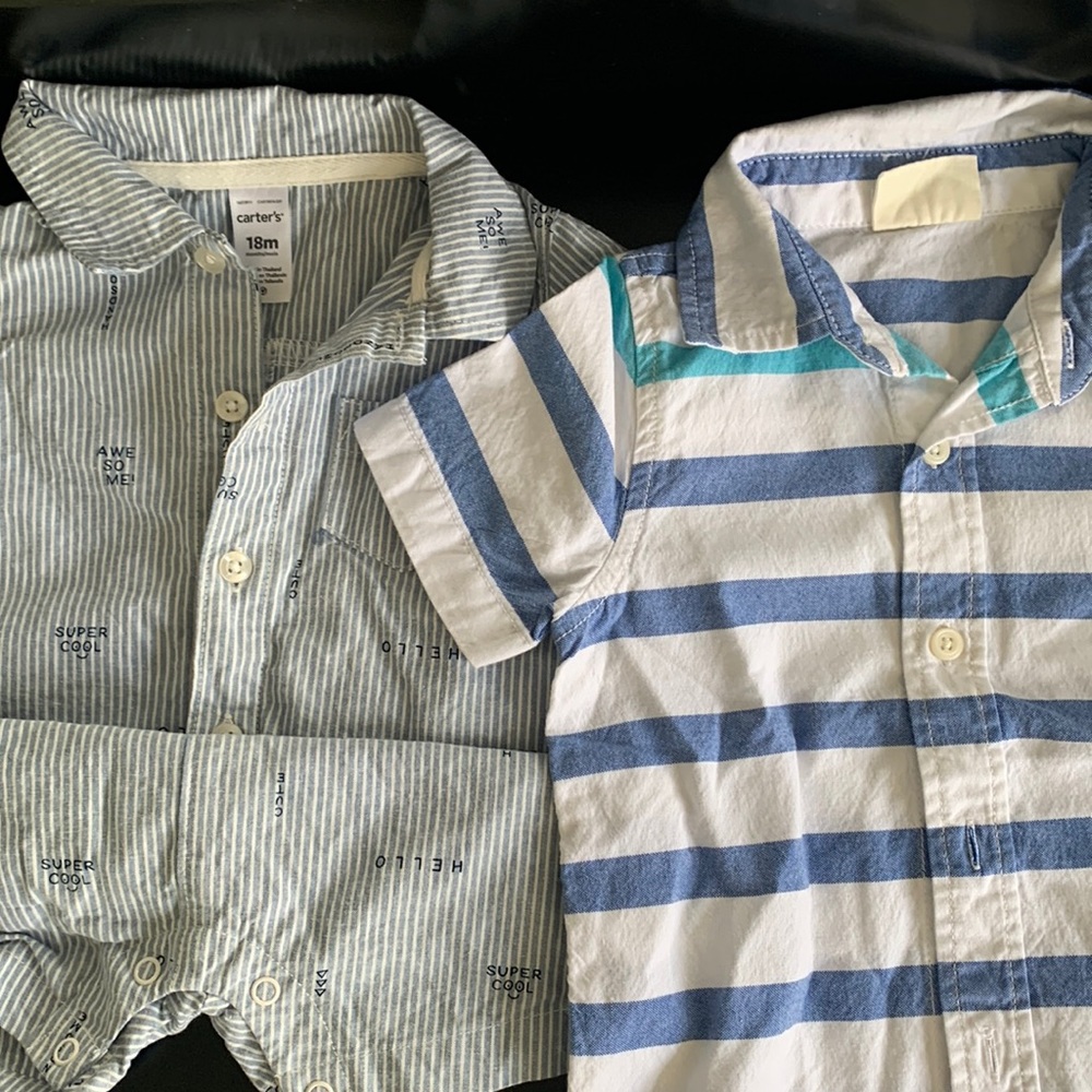 Two cotton baby button ups